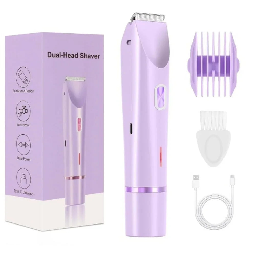 2025 Waterproof Rechargeable Electric Shaver Mini Women Bikini Trimmer Body Hair Remover Mini Double Headed Electric Epilator